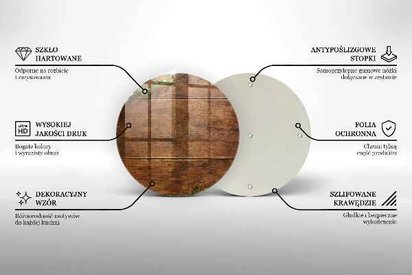 Deska kuchenna szklana Drewniane deski i liście