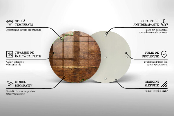 Deska kuchenna szklana Drewniane deski i liście