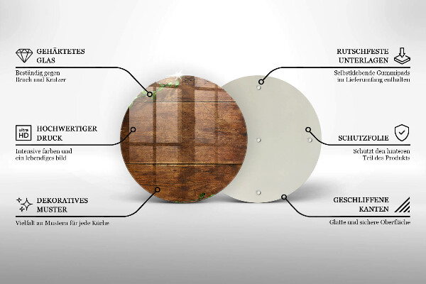 Deska kuchenna szklana Drewniane deski i liście