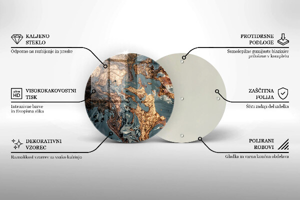 Deska kuchenna szklana Ozdobna skała ze złotem