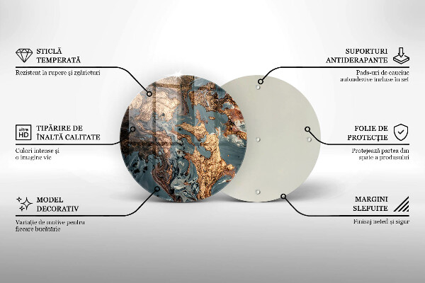 Deska kuchenna szklana Ozdobna skała ze złotem