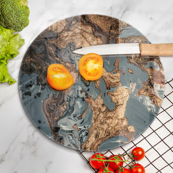 Deska kuchenna szklana Ozdobna skała ze złotem