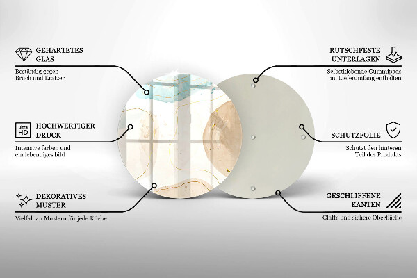 Deska kuchenna szklana Boho plamy i złoto
