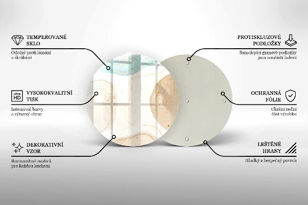 Deska kuchenna szklana Boho plamy i złoto
