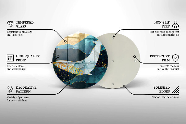 Deska kuchenna szklana Abstrakcja wieloryb