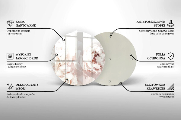 Deska kuchenna szklana Pastelowe piwonie