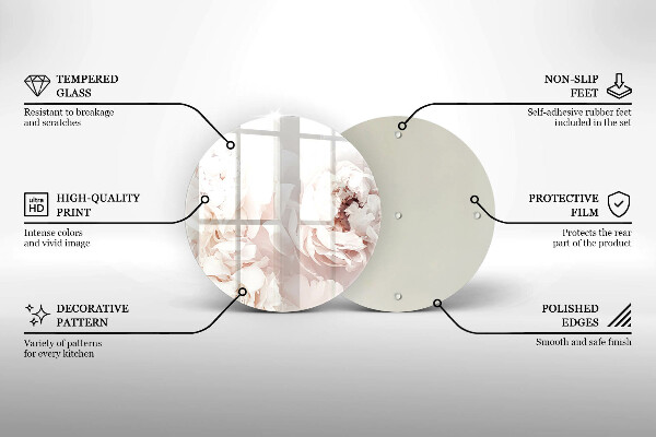 Deska kuchenna szklana Pastelowe piwonie