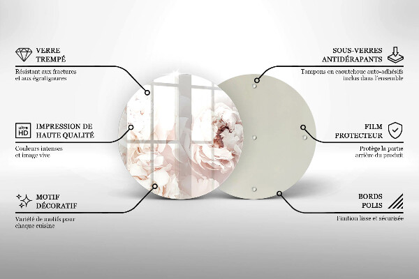 Deska kuchenna szklana Pastelowe piwonie