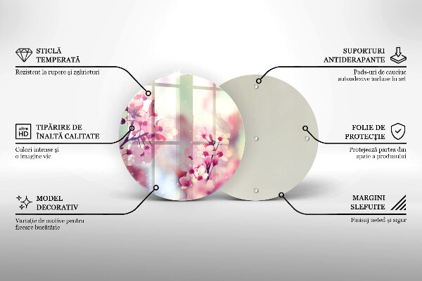 Deska kuchenna szklana Wiosenne różowe kwiaty