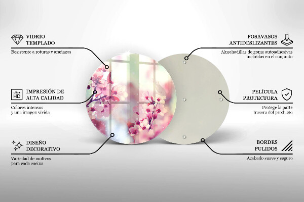 Deska kuchenna szklana Wiosenne różowe kwiaty
