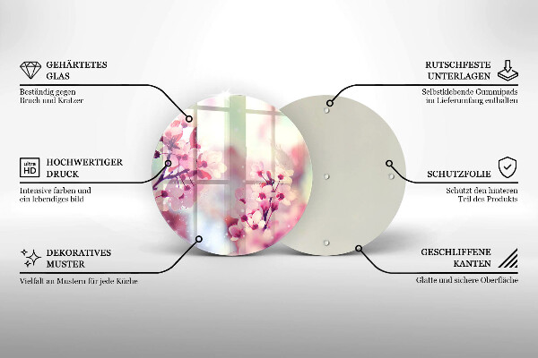 Deska kuchenna szklana Wiosenne różowe kwiaty