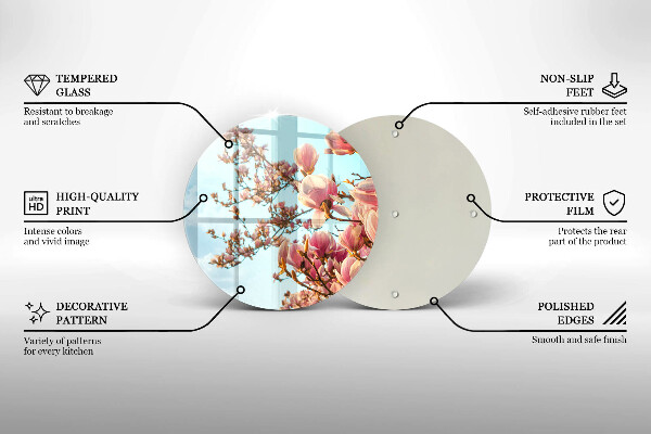 Deska kuchenna szklana Drzewo różowe kwiaty