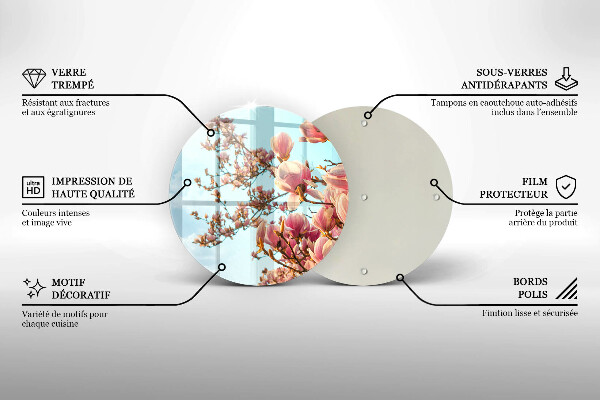 Deska kuchenna szklana Drzewo różowe kwiaty