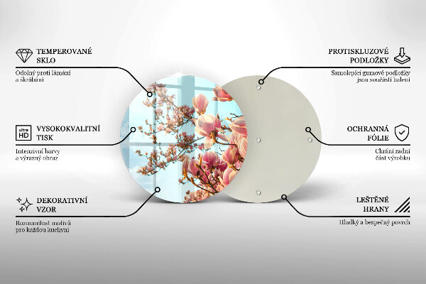 Deska kuchenna szklana Drzewo różowe kwiaty