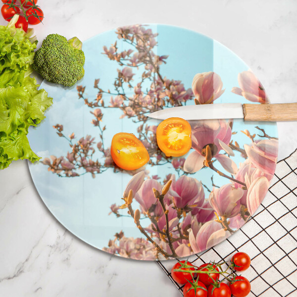 Deska kuchenna szklana Drzewo różowe kwiaty