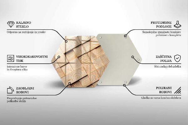 Deska szklana do kuchni Drewniane kwadraty