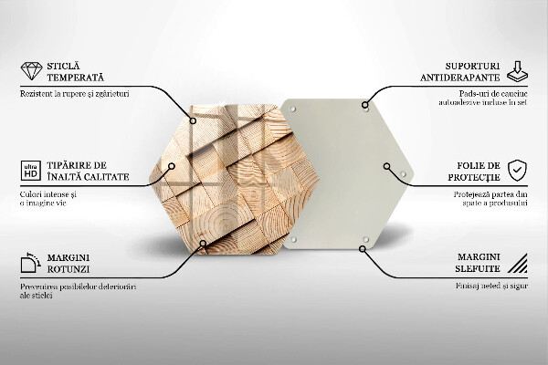 Deska szklana do kuchni Drewniane kwadraty