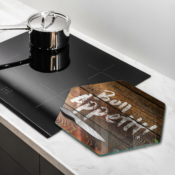 Deska szklana do kuchni Deski napis Bon Appetit