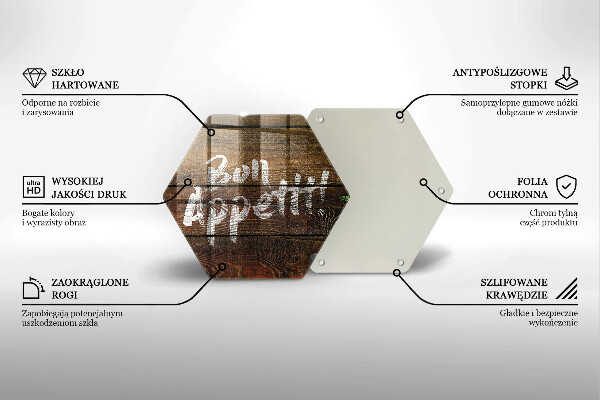 Deska szklana do kuchni Deski napis Bon Appetit