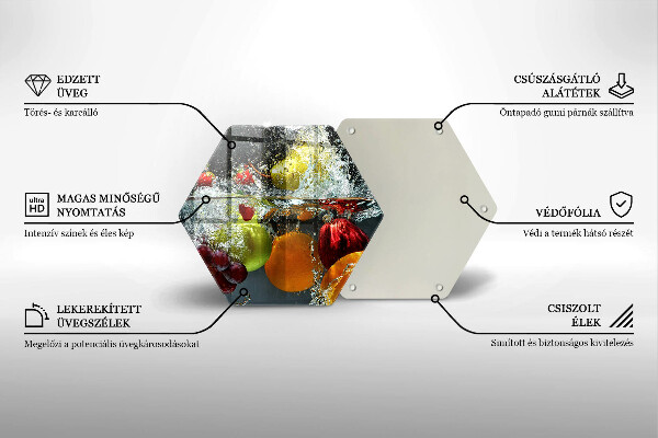 Deska szklana do kuchni Soczyste owoce w wodzie