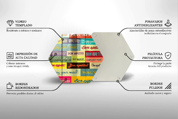 Deska szklana do kuchni Napisy Smacznego języki