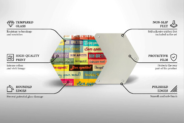 Deska szklana do kuchni Napisy Smacznego języki