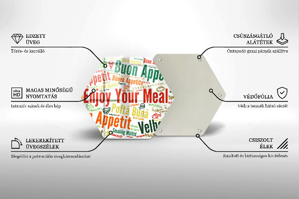 Deska szklana do kuchni Napisy Smacznego języki