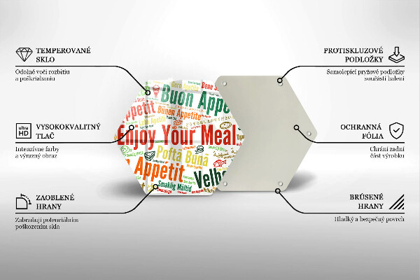 Deska szklana do kuchni Napisy Smacznego języki