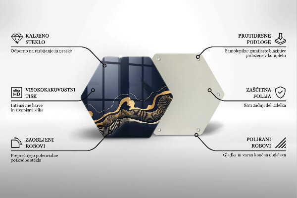 Deska szklana do kuchni Abstrakcja złote linie