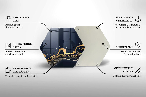 Deska szklana do kuchni Abstrakcja złote linie