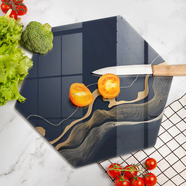 Deska szklana do kuchni Abstrakcja złote linie