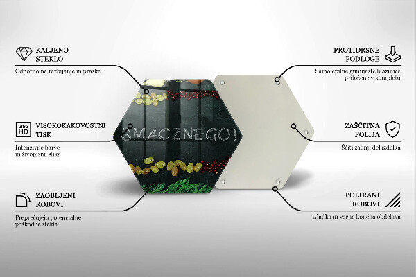 Deska szklana do kuchni Napis Smacznego!