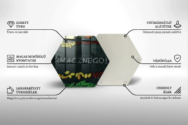 Deska szklana do kuchni Napis Smacznego!
