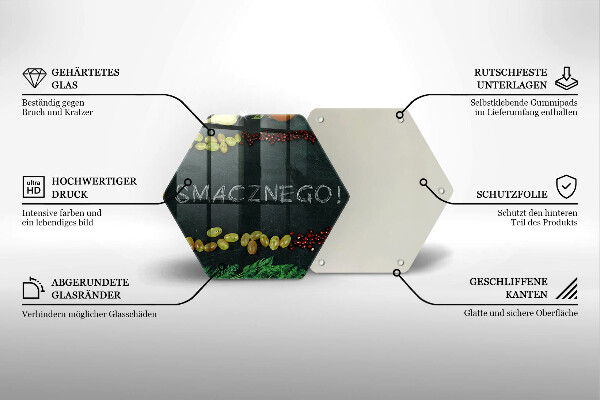 Deska szklana do kuchni Napis Smacznego!