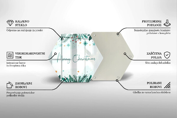 Deska szklana do kuchni Napis Merry Christmas