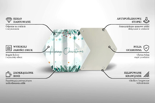 Deska szklana do kuchni Napis Merry Christmas