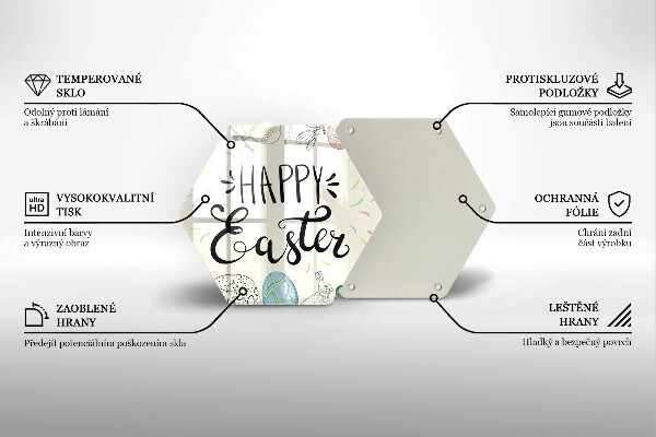 Deska szklana do kuchni Napis Happy Easter