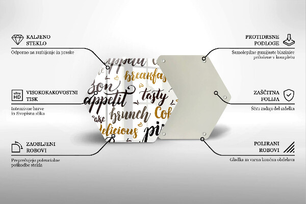 Deska szklana do kuchni Napisy Bon appetit