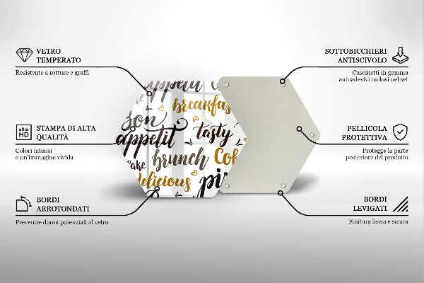 Deska szklana do kuchni Napisy Bon appetit