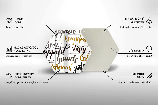 Deska szklana do kuchni Napisy Bon appetit