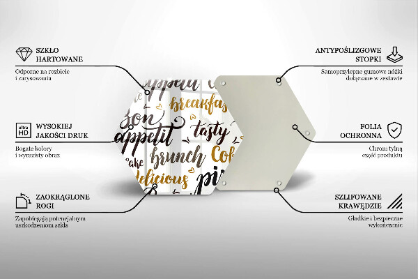 Deska szklana do kuchni Napisy Bon appetit