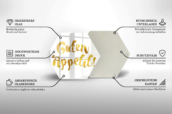 Deska szklana do kuchni Napis Guten Appetit!