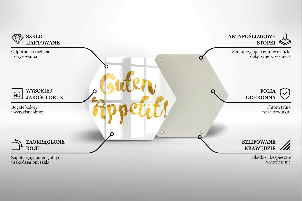 Deska szklana do kuchni Napis Guten Appetit!