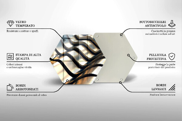 Deska szklana do kuchni Metalowe kształty 3D
