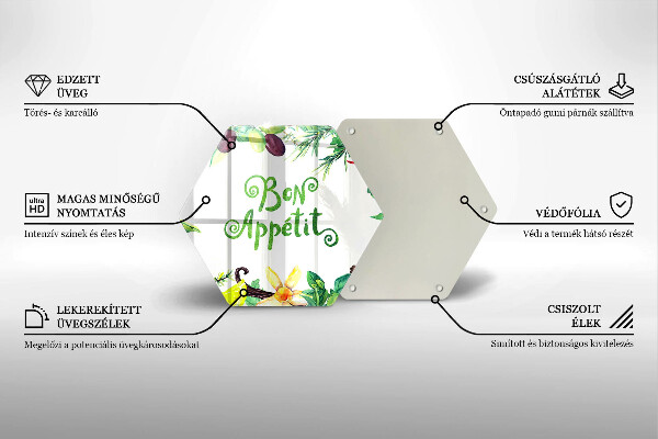 Deska szklana do kuchni Napis Bon Appetit