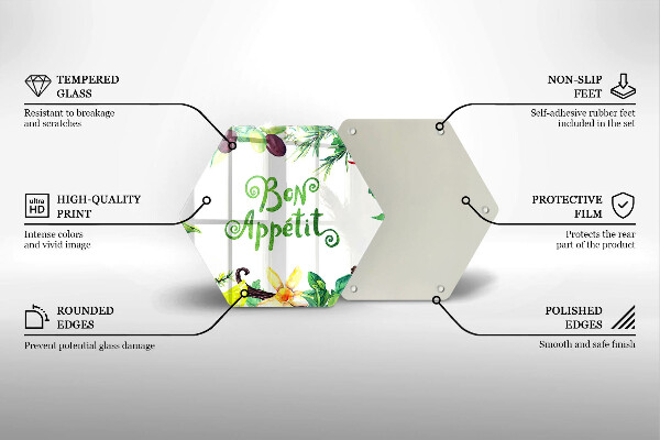 Deska szklana do kuchni Napis Bon Appetit