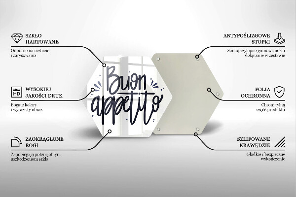 Deska szklana do kuchni Napis Buon Appetito