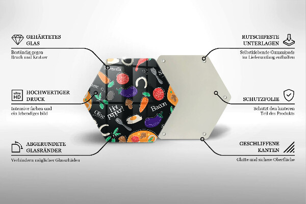 Deska szklana do kuchni Ilustracja jedzenie