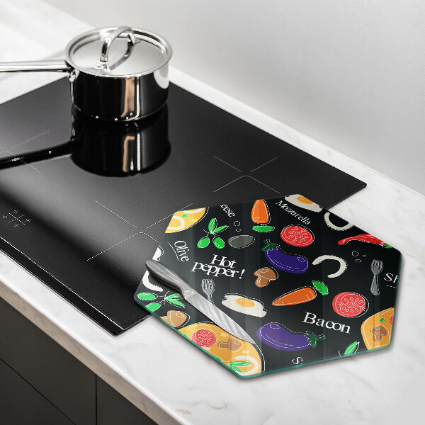 Deska szklana do kuchni Ilustracja jedzenie