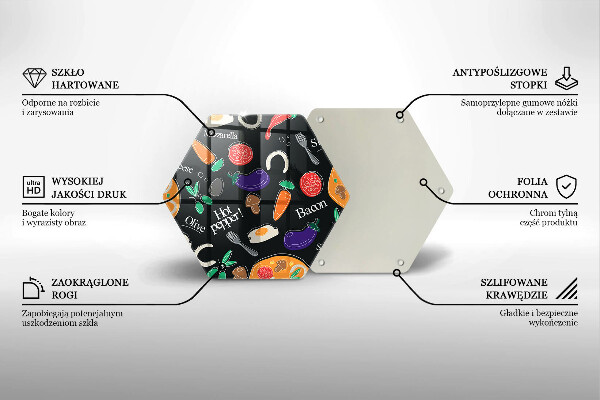 Deska szklana do kuchni Ilustracja jedzenie